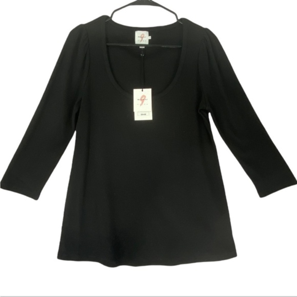 The Nines by Hatch Maternity Puff 3/4 Sleeve Top Black Small